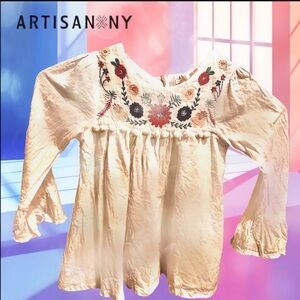 Artisan NY Cream Embroidered Girl’s Top